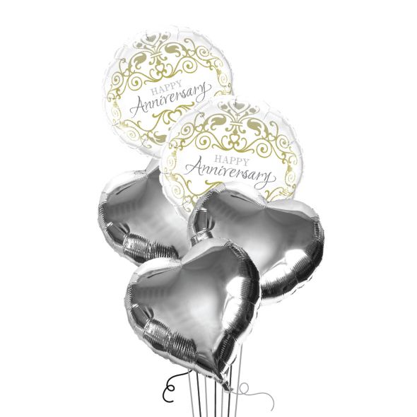 Gold and Silver Anniversary Balloon Bunch